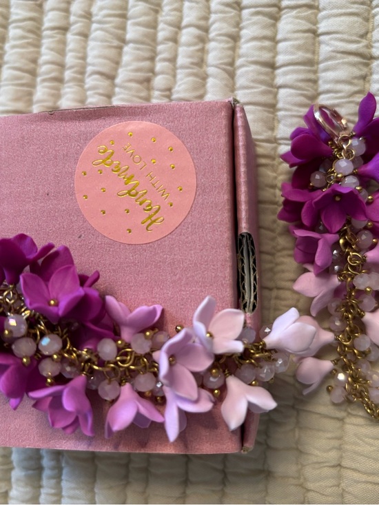 Handmade Jewelry - Floral Statement earrings in Fuchsia & Blush